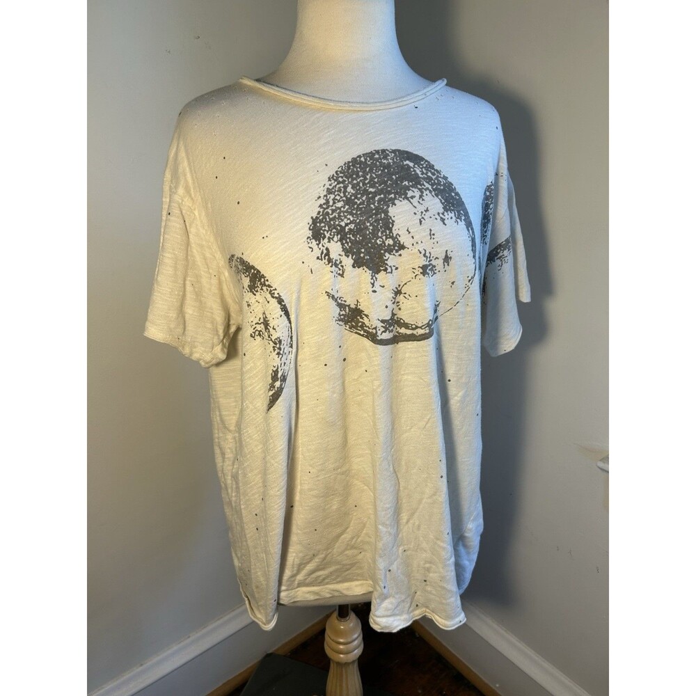 Magnolia Pearl MOON Luna Distressed T Shirt XL Oversized Moonlight Colorway